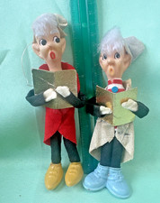 Lot Of 4 VTG PIXIE ELF BOY CAROLER DELTA NOVELTY PLASTIC FACE DOLL ORNAMENT 1968 picture