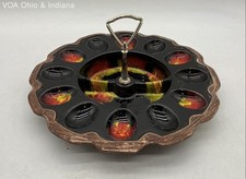 Vintage MCM Deviled Egg Dish Lava Drip Glaze Ceramic Tray 12 Well USA 725 picture