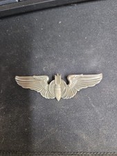 Winged Aviation Insignia Pin Badge Silver Tone Back Marked