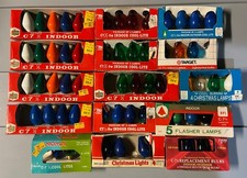 Christmas Vtg Lot 59 Light Bulbs C7 1/2 Assorted Colors & Brands UNTESTED picture