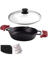 Cuisinel Cast Iron Skillet w/ Glass Lid 8” Dual Handle Frying Pan + Pan Scraper picture