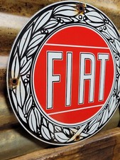 VINTAGE FIAT PORCELAIN SIGN ITALIAN SPORT CAR SALES SERVICE DEALER 12