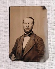 Tintype Portrait of an Older Bearded Gentleman 19th Century Victorian Photograph picture