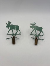Vintage 1995 Design Goods Moose Weathervane Lamp Finial - pair - cabin picture
