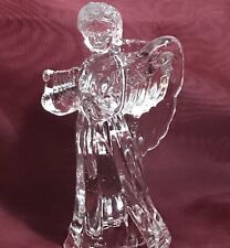 Vintage Crystal Glass Angel Playing Instrument, Candle Holder Christmas 6.5” picture
