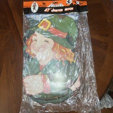 Vintage Large Halloween die cut decor Witch approx 47” Door Hanger New in bag picture