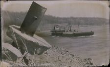 LG842 1974 Original D Hadley Photo HEADING UP RIVER Missouri River Barges Boats picture