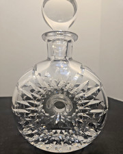 Atlantis Crystal Equinox Donut Decanter Round Wheel Pierced Center Portugal MCM picture