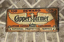Vintage 1940s 50s Capper’s Farmer Reward Sign Emblazed Eagle picture