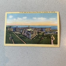 St Augustine Florida Castillo De San Marcos Castle Postcard Linen FL 1940s 40s picture