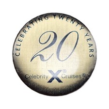 Celebrity Cruises 20th Anniversary Logo Gold Tone Metal Lapel Vest Hat Pin G8 picture