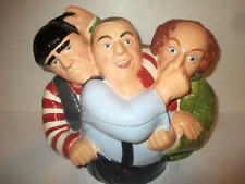 VTG 1997 CLAY ART THREE STOOGES FIGURAL COOKIE JAR LARRY CURLY MOE HAND PAINTED picture