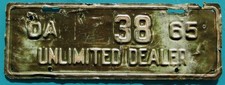 1965 WASHINGTON Unlimited Dealer License Plate #38 - Unusual Type 60 Years Old picture