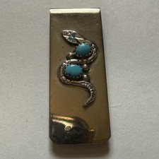 Vintage NIETO Turquoise Snake Money Clip Southwestern Western 14.02 Grams picture