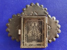 Rustic Mexican Virgen de San Juan de los Lagos tin wall hanging nicho folk art picture