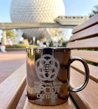 Vintage Walt Disney World EPCOT Center Metallic Chrome Coffee Mug Etched Logo picture