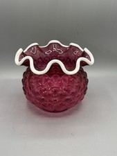 Fenton Pink Cranberry Snow Crest Rose Bowl Jacqueline Vase Frank M Fenton picture