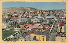 Postcard CA: Civic Center Aerial View, San Francisco, Linen Posted 1935 picture
