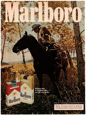 1973 Marlboro Cigarettes Vintage Magazine Ad   Marlboro Man on Horse Among Trees picture