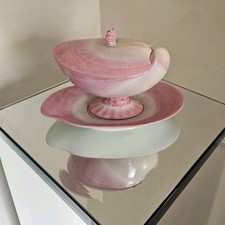 Antique 1882 Wedgwood Pink Pearlware Shell Tureen Set Lid Underplate 6