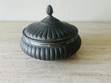Vtg Metalars Pewter Lidded Canister Jar Trinket Box w/ Finial Handmade in Italy picture