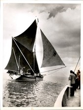 GA321 1953 Original U.P. Photo THAMES RIVER BARGE SARA IN TRADITIONAL BARGE RACE picture