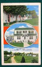 Hiawatha Lodge Menominee, MI 3-view Michigan postcard 1930s, picture