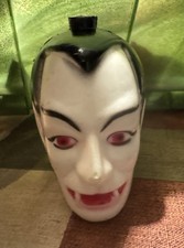 Vintage Plastic Dracula Head Halloween Candy Container Lid picture