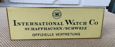 Vintage IWC International Watch Co Schaffhausen Dealer Sign Plaque Huguenin picture