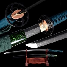 Japanese Katana Jade Shadow Hand Forged T10 Steel Clay Tempered Full Tang picture