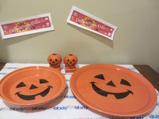 HLC FIESTA - Halloween Jack O'Lantern 4 piece LOT - Pizza-Pie-Candle Holders picture