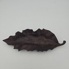 VTG MCM Brass Oak Leaf Trinket Dish Tabletop Tray picture