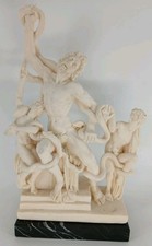 Vintage A Santini Laocoonte Sculpture Italy Marble Resin Black Marble Base Read picture
