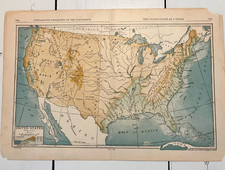 1909 Physical Map of the United States, Beautiful Pastel Colors picture