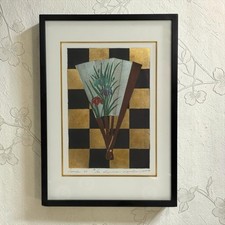 Kunio Kaneko Japanese Woodblock Limited Print Sensu 20 2004 Gold Leaf Kato Frame picture