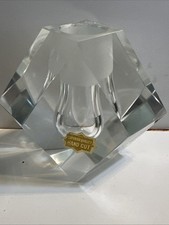 Cubist Geometric Clear Glass Paperweight, Pen or Pencil Holder 14 sides Bud Vase picture