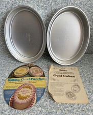 Vintage Wilton Oval Cake Pans # 502-909 Set Of 2 Aluminum 1979 With Instructions picture