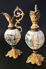 Pair of Antique Wave Crest (C.F. Monroe) Victorian Mantle Ewers — Lion Ormolu picture