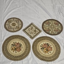 Vintage Italian Brocade Doilies Lot 5 Gold Lace Floral A&K Bacher Merano Rare picture