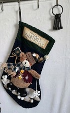 Vintage Teddy Bear Stocking 18 in x 9 in Adorable store bought EUC picture