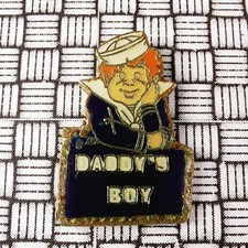 Vintage Daddy's Boy Nautical USN RN Enamel Pin Badge 25mm x 17mm picture