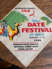 Antique 1954 Paper Napkin Riverside County Fair National Date Festival At Indio picture
