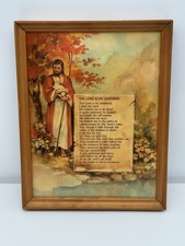 Vintage 1970s Alan Grant “The Lord Is My Shepherd” Psalm 23 Wood Plaque 14x11 picture