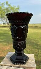 Avon Cape Cod Collection Ruby Red Glass Vase Footed 1876 Vintage 8”T 4.25”W picture