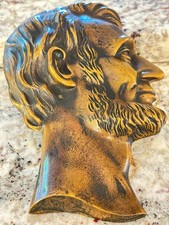 Vintage Abraham Lincoln Cast Metal Profile Wall Plaque Americana Decor picture