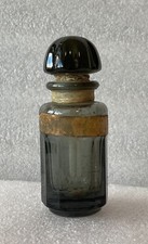 Antique 1920s Kiehl's Musk Oil Perfume Bottle –  Black Glass Art Deco France picture