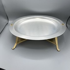 Vintage Mirro Medallion Oval Buffet With Warming Stand- Missing Candle Holders picture