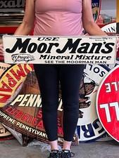 Vintage Anitque Old Style Metal Sign Moor Man Fertilizer 30x8 Made in USA picture