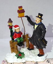  Victorian Christmas Villagers figurine Father w/ Child and birdhouse picture
