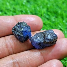 Natural Earth Mined Blue Tanzanite Rough 2 Pcs Lot Size 20-22 MM Loose Gemstone picture